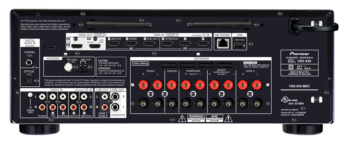 Pioneer VSX935 specifications